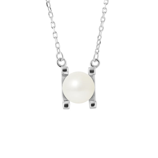 PERLINEA- Collier 2C- Perle de Culture d'Eau Douce  Ronde 7-8 mm- Blanc- Bijou Femme- Argent 925 Millièmes